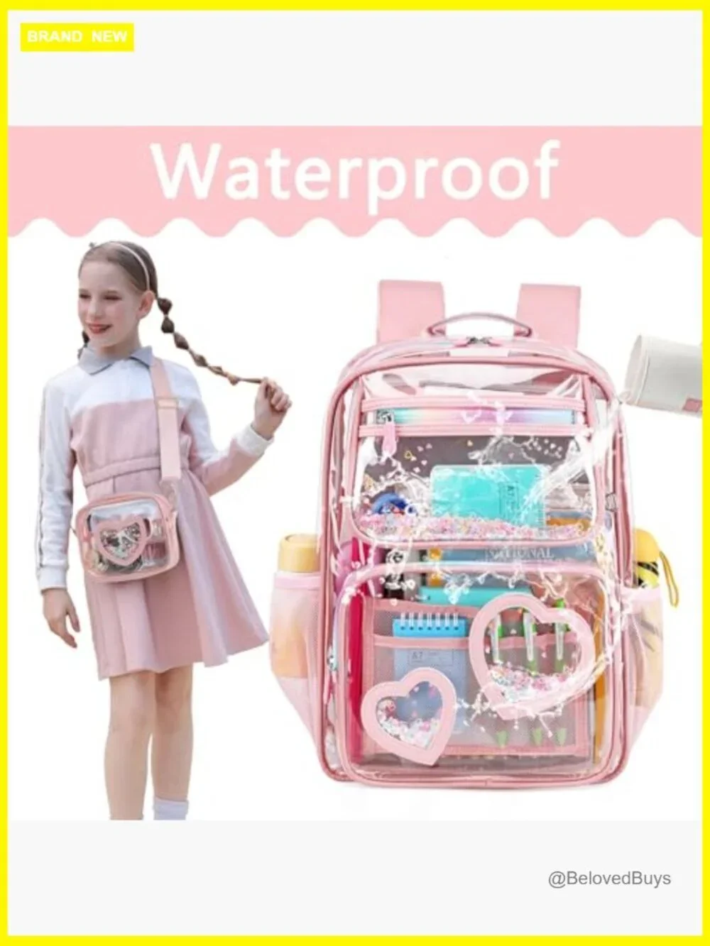 Clear Backpack for Girls, Heavy Duty See Through Daypack, Stadium Approved